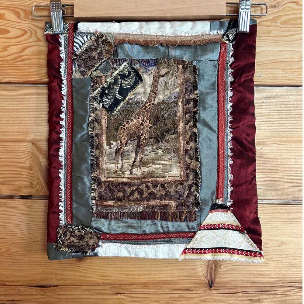 Vintage Giraffe Patchwork Wall Hanging Tapestry Large Multicolor Safari Handmade